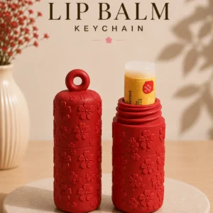 3D Baskı Çiçek Desenli Dudak Nemlendirici Kılıfı Anahtarlık | Floral Lip Balm Holder | 27 g
