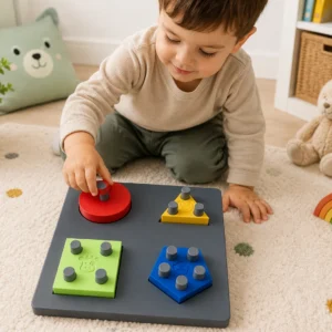 Montessori Geometrik Şekil Eşleştirme Oyunu | Ahşap Görünümlü Peg Puzzle | Eğitici Zeka Oyuncağı