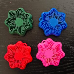 3D Baskı Fidget Spiral Çiçek Anahtarlık | Hareketli Geometrik Fidget Keychain | Pembe, Kırmızı, Mavi ve Yeşil