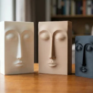 3'lü Minimalist Dekoratif Yüz Vazo Seti | Modern Ev Dekoru | 3D Baskı