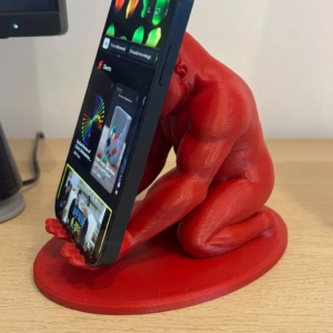 Goril Telefon Tutucu – 3D Baskı Kaslı Goril Masaüstü Telefon Standı-Kırmızı