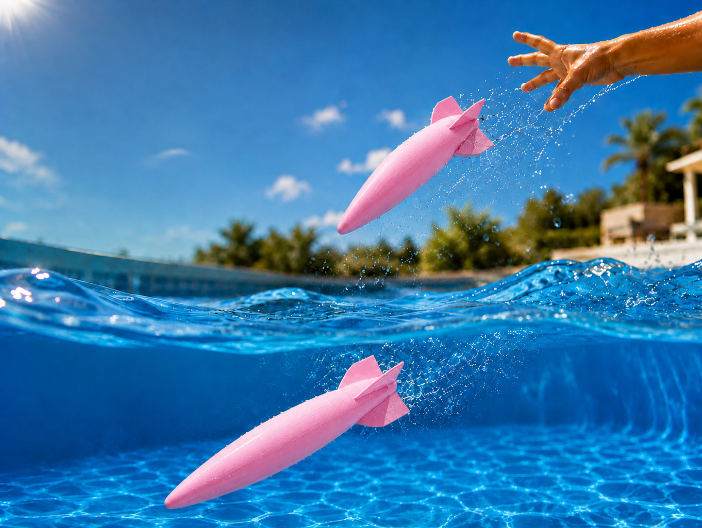 Su Roketi Torpido Oyuncağı – 3D Baskı Havuz Dalış Oyuncağı-Pembe