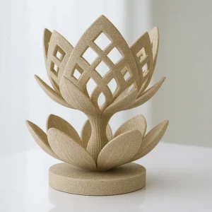 Lotus Çiçeği Mumluk – 3D Baskı Dekoratif Tealight Mumluk-Bej