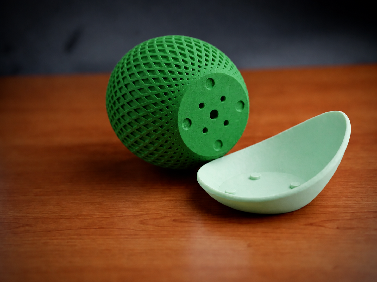 Küre Saksı – 3D Baskı Kafes Dokulu İki Parçalı Dekoratif Saksı - Yeşil-Mint - Görsel 2