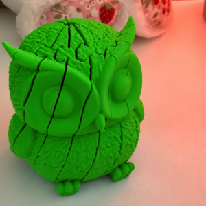 Hareketli Baykuş Figürü – 3D Baskı Eklemli Flexi Oyuncak - Yeşil