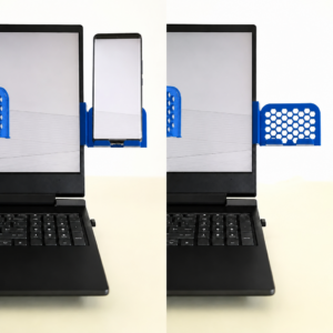 Monitor Telefon Tutucu – 3D Baskı Petek Desenli Laptop Kenar Telefon Tutucu-Mavi