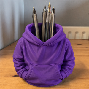 Kapüşonlu Sweatshirt Kalemlik – 3D Baskı Masaüstü Organizer-Mor