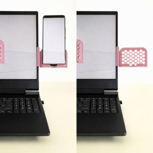 Monitor Telefon Tutucu – 3D Baskı Petek Desenli Laptop Kenar Telefon Tutucu-Pembe