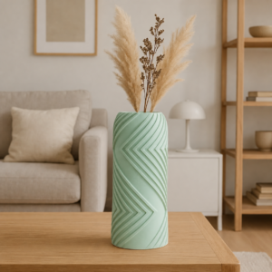 Vector Vazo – 3D Baskı Geometrik Çizgili Dekoratif Vazo-Mint