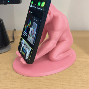 Goril Telefon Tutucu – 3D Baskı Kaslı Goril Masaüstü Telefon Standı-Pembe