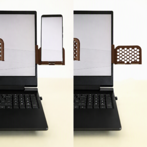 Monitor Telefon Tutucu – 3D Baskı Petek Desenli Laptop Kenar Telefon Tutucu-Kahverengi