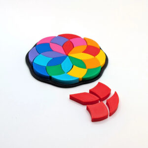3D Baskı Gökkuşağı Mandala Rozet Puzzle Mini (7 CM) - Renkli Çiçek Deseni Yapboz, Cepte Taşınabilir Zeka Oyunu