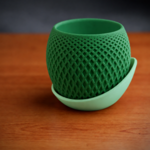Küre Saksı – 3D Baskı Kafes Dokulu İki Parçalı Dekoratif Saksı - Yeşil-Mint