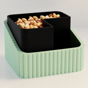 Fıstık Kasesi – 3D Baskı Çift Hazneli Kabuk Ayırıcı Sunum Kasesi - Mint Siyah