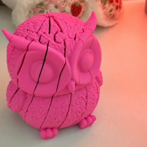 Hareketli Baykuş Figürü – 3D Baskı Eklemli Flexi Oyuncak - Pembe