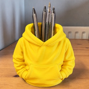 Kapüşonlu Sweatshirt Kalemlik – 3D Baskı Masaüstü Organizer-Sarı