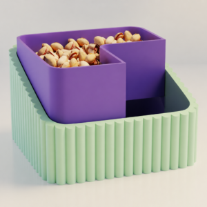 Fıstık Kasesi – 3D Baskı Çift Hazneli Kabuk Ayırıcı Sunum Kasesi - Mint Mor