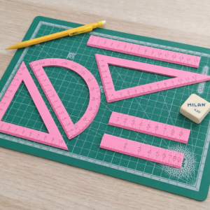 Geometri Cetvel Seti – 3D Baskı İletki, Gönye ve Ölçüm Araçları - Pembe