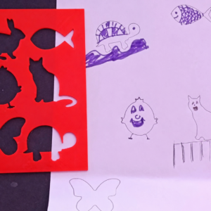 Hayvan Figürleri Çizim Şablonu – 3D Baskı Çoklu Desen Kalıbı - Kırmızı