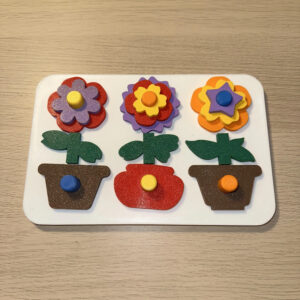 3D Baskı Saksıda Çiçek Puzzle Tahtası - Katmanlı Çiçek İnşa Etme ve Renk Eşleştirme Seti, Montessori Oyuncak