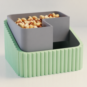 Fıstık Kasesi – 3D Baskı Çift Hazneli Kabuk Ayırıcı Sunum Kasesi - Mint Gri