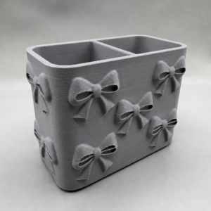Fiyonk Desenli Bölmeli Kalemlik – 3D Baskı Masaüstü Organizer - Gri