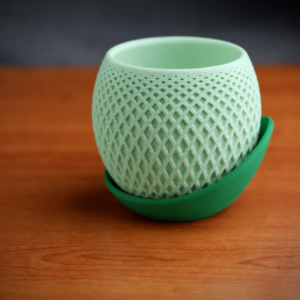 Küre Saksı – 3D Baskı Kafes Dokulu İki Parçalı Dekoratif Saksı - Mint-Yeşil