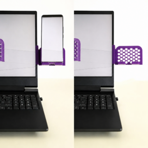 Monitor Telefon Tutucu – 3D Baskı Petek Desenli Laptop Kenar Telefon Tutucu-Mor