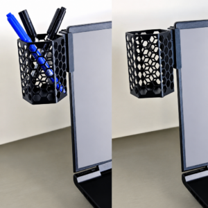 Monitor Kalemlik – 3D Baskı Petek Desenli Laptop Kenar Altıgen Kalemlik-Siyah