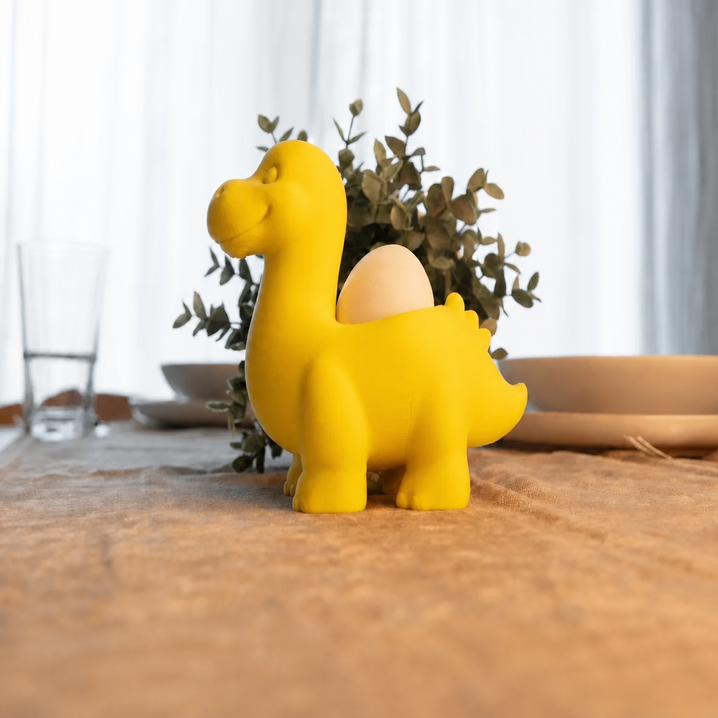 Dinozor Yumurtalık – 3D Baskı Sevimli Eggosaurus Yumurta Tutucu-Sarı - Görsel 3