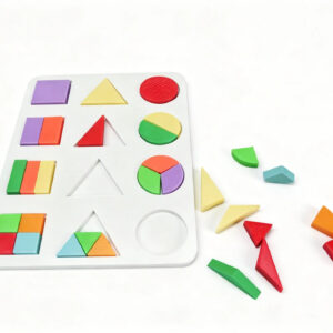 3D Baskı Geometrik Şekiller ve Kesirler Eğitim Seti - Renkli Şekil Eşleştirme Puzzle, Montessori Öğretim Materyali