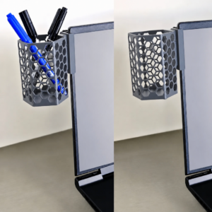 Monitor Kalemlik – 3D Baskı Petek Desenli Laptop Kenar Altıgen Kalemlik-Gri