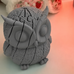 Hareketli Baykuş Figürü – 3D Baskı Eklemli Flexi Oyuncak - Gri