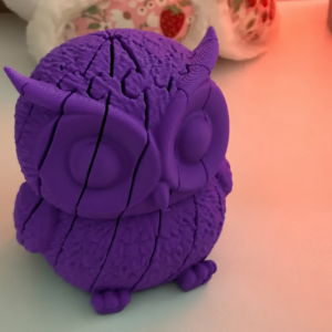 Hareketli Baykuş Figürü – 3D Baskı Eklemli Flexi Oyuncak - Mor