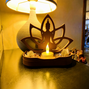 Lotus Buda Mumluk – 3D Baskı Dekoratif Tealight Mumluk-Kahverengi