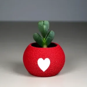 Kalpli Mini Saksı – 3D Baskı Kırmızı Beyaz Dekoratif Saksı