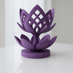 Lotus Çiçeği Mumluk – 3D Baskı Dekoratif Tealight Mumluk-Mor