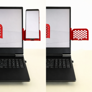Monitor Telefon Tutucu – 3D Baskı Petek Desenli Laptop Kenar Telefon Tutucu-Kırmızı