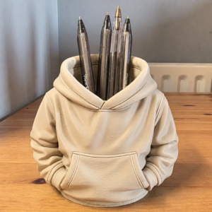 Kapüşonlu Sweatshirt Kalemlik – 3D Baskı Masaüstü Organizer-Bej