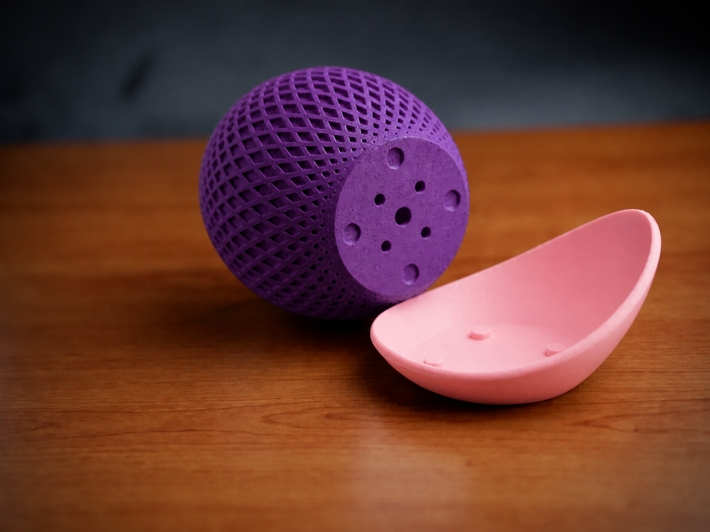 Küre Saksı – 3D Baskı Kafes Dokulu İki Parçalı Dekoratif Saksı - Mor-Pembe - Görsel 2