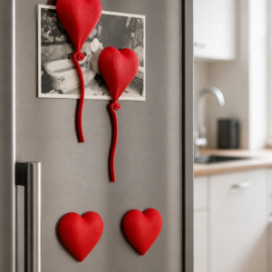 4'lü Kalp Balon Magnet Seti – Dekoratif Buzdolabı Magneti, Fotoğraf ve Not Tutucu