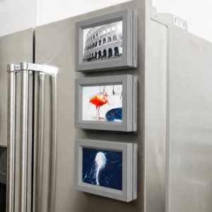 3'lü Magnet Fotoğraf Çerçevesi Seti – Buzdolabı İçin Mini Manyetik Resim Çerçevesi, Dekoratif Magnet-Gri