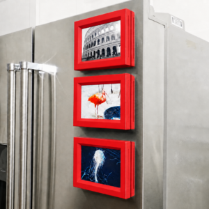 3'lü Magnet Fotoğraf Çerçevesi Seti – Buzdolabı İçin Mini Manyetik Resim Çerçevesi, Dekoratif Magnet-Kırmızı