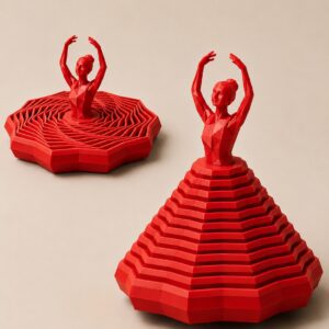 Balerin Figürlü Fidget Oyuncak – Hareketli Optik İllüzyon Masa Dekoru-Kırmızı