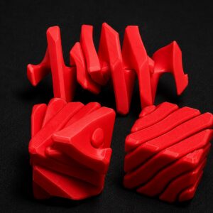 Fidget Puzzle Küp – Hareketli Dönüşebilen Stres Giderici Zeka Oyuncağı, Masaüstü Fidget Küp-Kırmızı