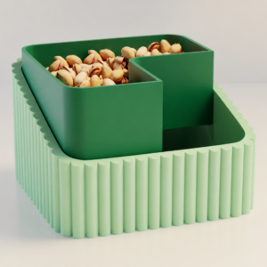Fıstık Kasesi – 3D Baskı Çift Hazneli Kabuk Ayırıcı Sunum Kasesi - Mint Yeşil