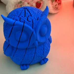 Hareketli Baykuş Figürü – 3D Baskı Eklemli Flexi Oyuncak - Mavi