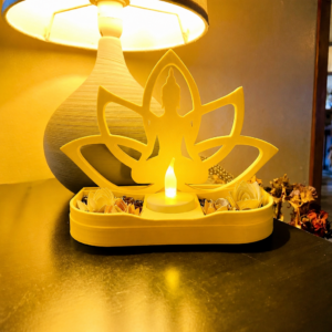Lotus Buda Mumluk – 3D Baskı Dekoratif Tealight Mumluk-Sarı