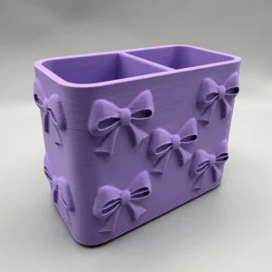 Fiyonk Desenli Bölmeli Kalemlik – 3D Baskı Masaüstü Organizer - Mor