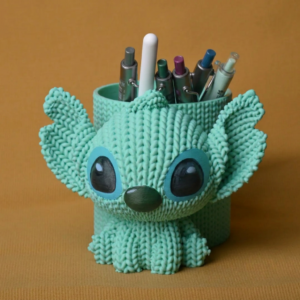 Knitted Kalemlik – 3D Baskı Sevimli Karakterli Masaüstü Kalem Organizeri-Mint